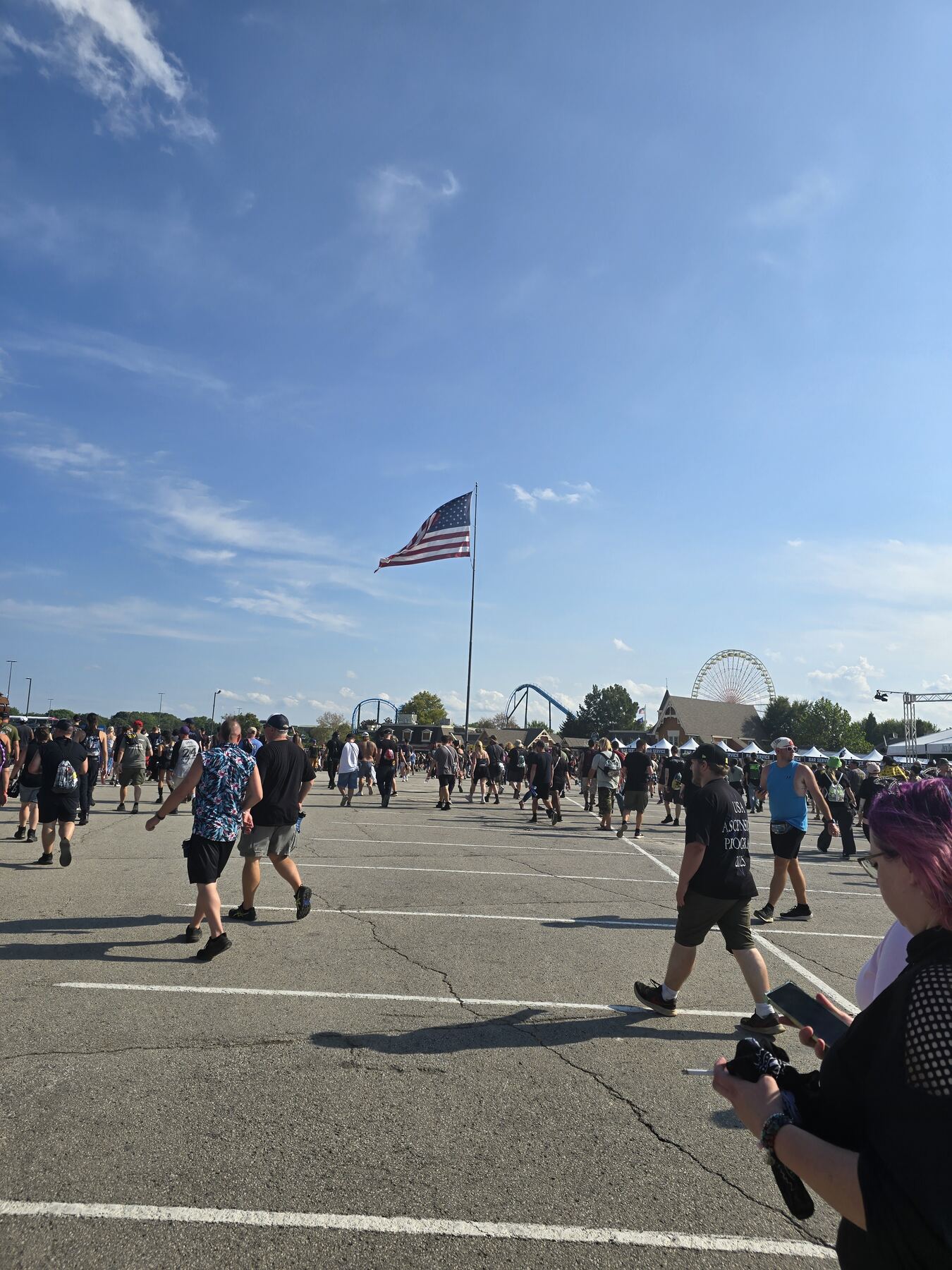A flag over a festival field