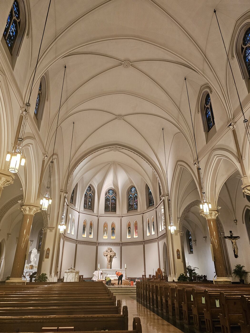 The nave of a Catholic church