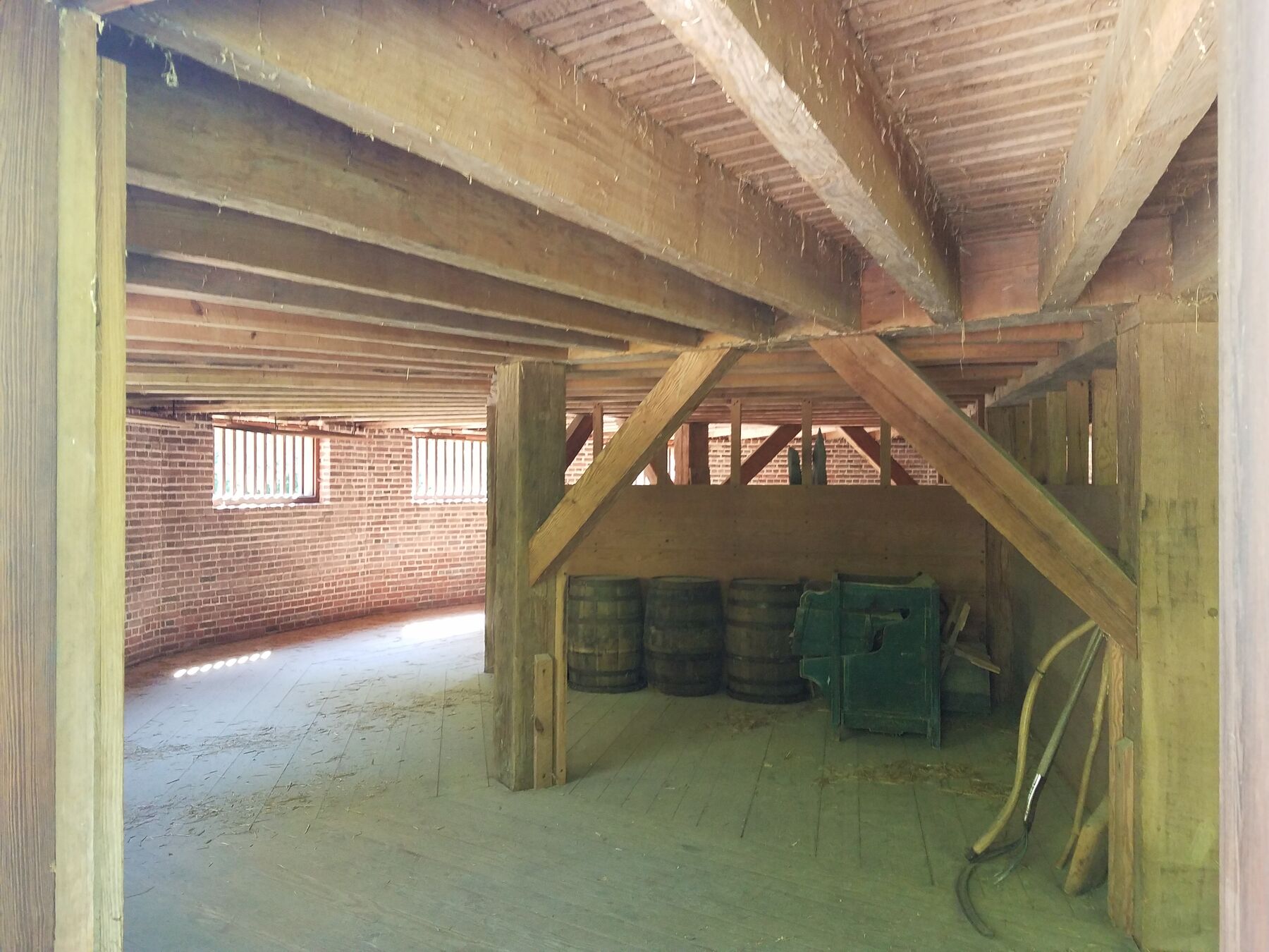 Old timber beams and barrels