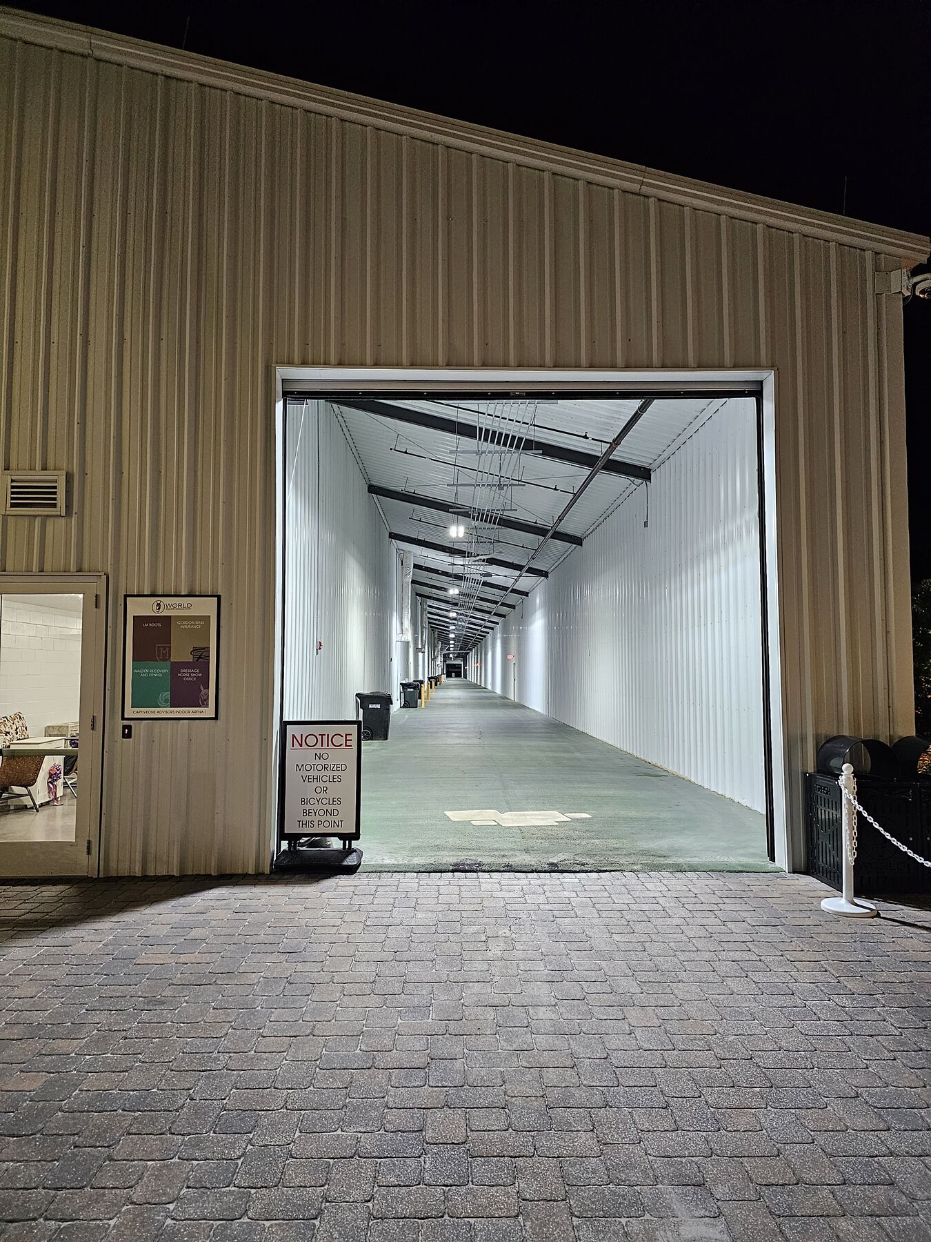 A long warehouse corridor